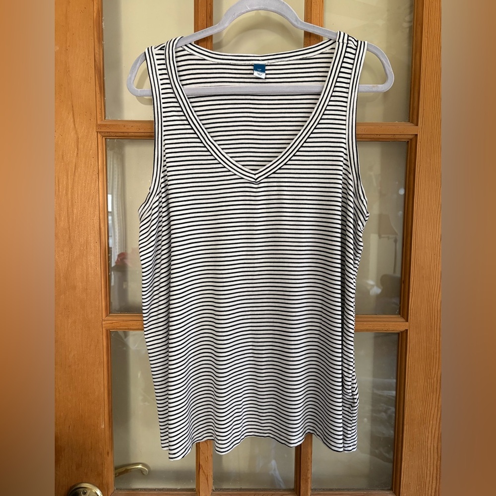 Old Navy Luxe Black and White Striped Tank Top
